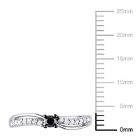 1/4 ct. t.w. Black and White Diamond Engagement Ring Sterling Silver with Rhodium Plated