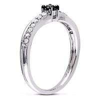 1/4 ct. t.w. Black and White Diamond Engagement Ring Sterling Silver with Rhodium Plated