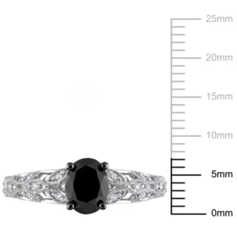 ct. t.w. Black and White Diamond Engagement Ring 14K Gold with Rhodium Plated