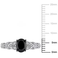 ct. t.w. Black and White Diamond Engagement Ring 14K Gold with Rhodium Plated