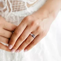 ct. t.w. Black and White Diamond Engagement Ring 14K Gold with Rhodium Plated