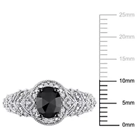 1 ct. t.w. Black and White Diamond Engagement Ring 10K Gold with Rhodium Plated
