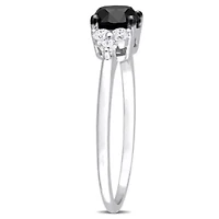 1.21 ct. t.w. Black and White Diamond Engagement Ring 10K Gold