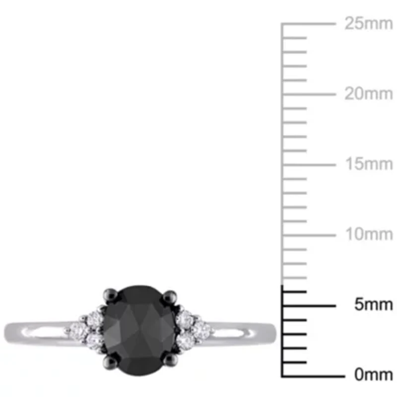 1 ct. t.w. Black and White Diamond Engagement Ring 14K Gold with Rhodium Plated