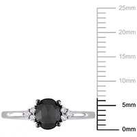1 ct. t.w. Black and White Diamond Engagement Ring 14K Gold with Rhodium Plated