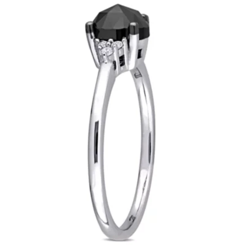 1 ct. t.w. Black and White Diamond Engagement Ring 14K Gold with Rhodium Plated