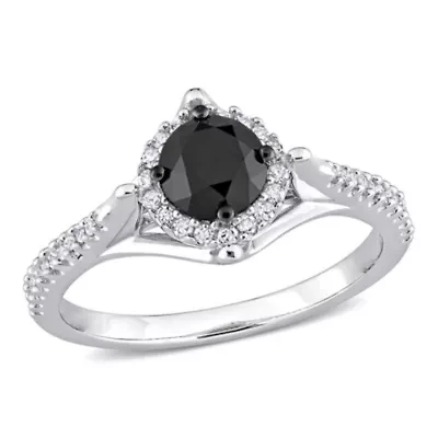 1.18 ct. t.w. Black and White Diamond Engagement Ring 10K Gold