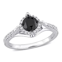 1.18 ct. t.w. Black and White Diamond Engagement Ring 10K Gold
