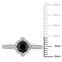 1.18 ct. t.w. Black and White Diamond Engagement Ring 10K Gold