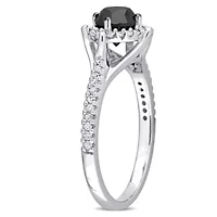1.18 ct. t.w. Black and White Diamond Engagement Ring 10K Gold