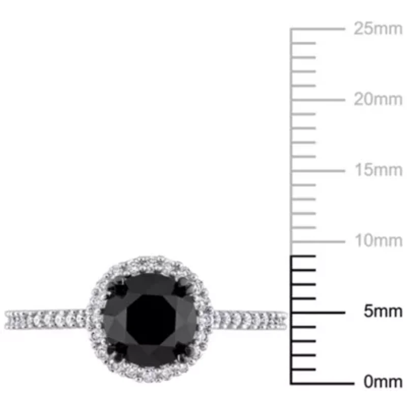 1.27 ct. t.w. Black and White Diamond Halo Engagement Ring 14K Gold with Rhodium Plated