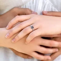 1.27 ct. t.w. Black and White Diamond Halo Engagement Ring 14K Gold with Rhodium Plated