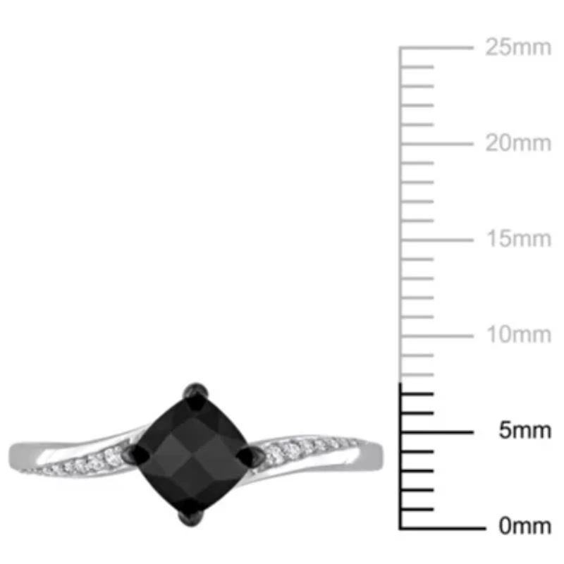 1.02 ct. t.w. Black and White Diamond Engagement Ring 10K Gold with Rhodium Plated