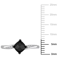 1.02 ct. t.w. Black and White Diamond Engagement Ring 10K Gold with Rhodium Plated