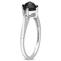 1.02 ct. t.w. Black and White Diamond Engagement Ring 10K Gold with Rhodium Plated