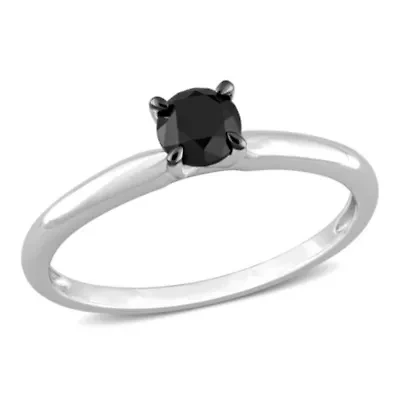 1/2 ct. t.w. Black Diamond Solitaire Engagement Ring 10K White Gold with Rhodium Plated