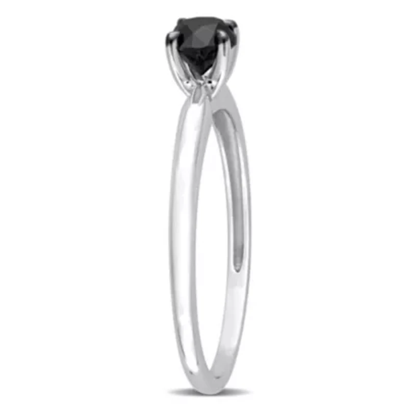 1/2 ct. t.w. Black Diamond Solitaire Engagement Ring 10K White Gold with Rhodium Plated
