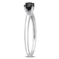 1/2 ct. t.w. Black Diamond Solitaire Engagement Ring 10K White Gold with Rhodium Plated
