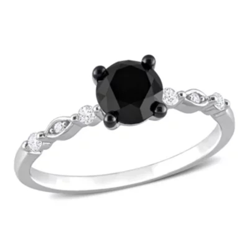 1.09 ct. t.w. Black and White Diamond Engagement Ring 10K Gold