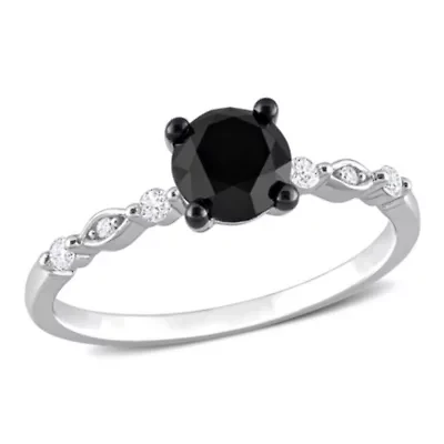 1.09 ct. t.w. Black and White Diamond Engagement Ring 10K Gold