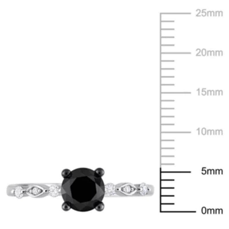 1.09 ct. t.w. Black and White Diamond Engagement Ring 10K Gold