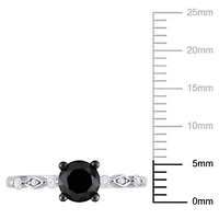 1.09 ct. t.w. Black and White Diamond Engagement Ring 10K Gold