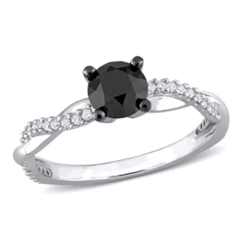 1.15 ct. t.w. Black and White Diamond Crossover Engagement Ring 14K Gold