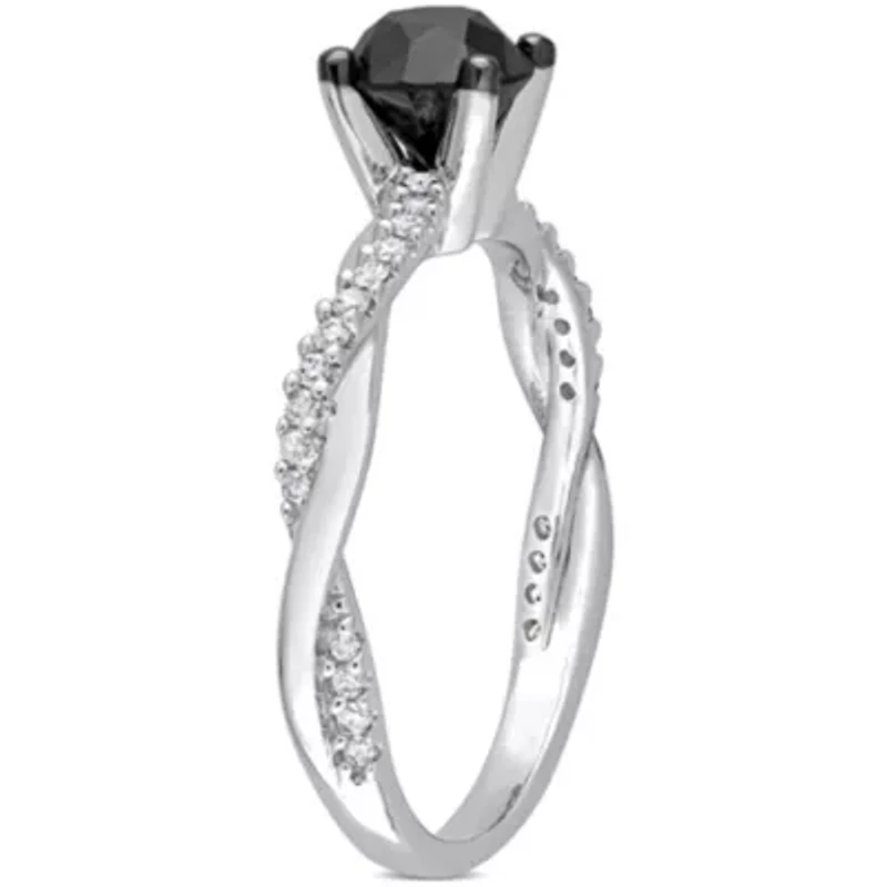 1.15 ct. t.w. Black and White Diamond Crossover Engagement Ring 14K Gold