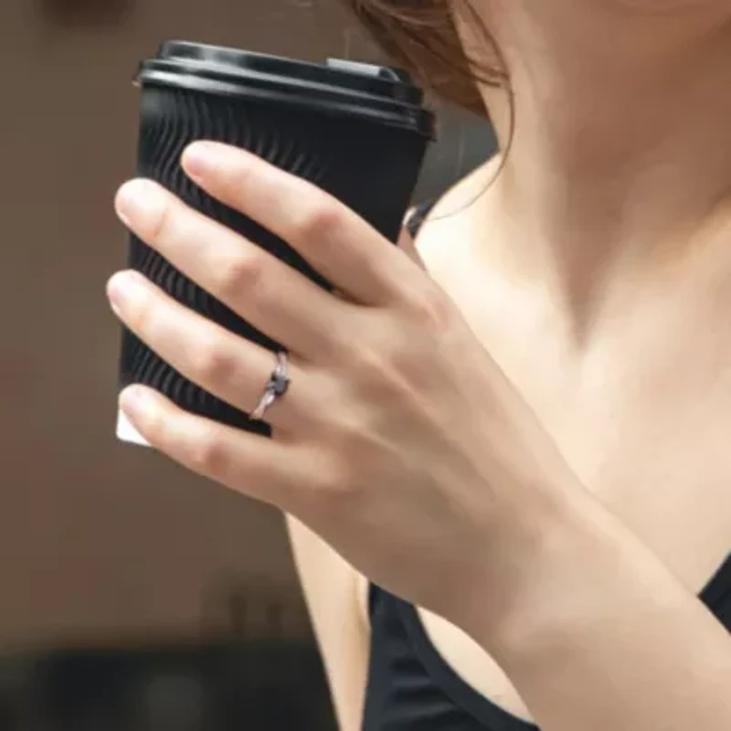 1.15 ct. t.w. Black and White Diamond Crossover Engagement Ring 14K Gold