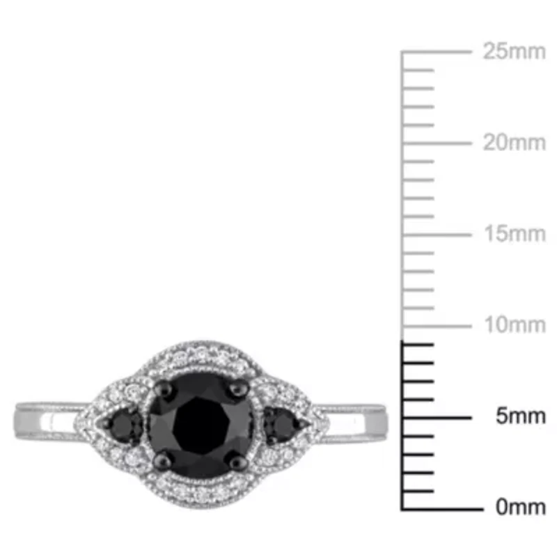 ct. t.w. Black and White Diamond Engagement Ring 14K Gold with Rhodium Plated
