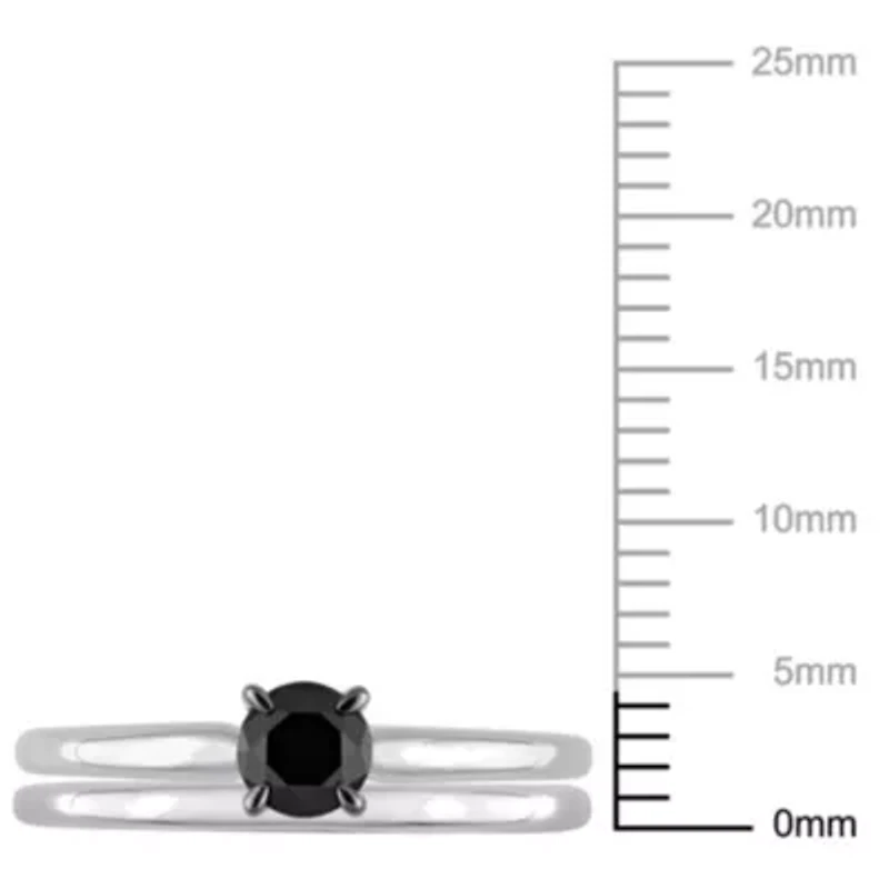1/2 ct. t.w. Black Diamond Engagement Ring Set 10K White Gold with Rhodium Plated
