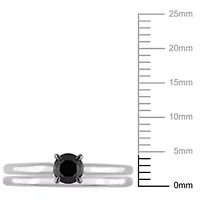 1/2 ct. t.w. Black Diamond Engagement Ring Set 10K White Gold with Rhodium Plated