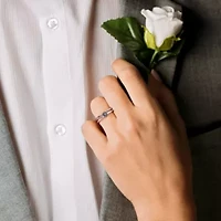1/2 ct. t.w. Black Diamond Engagement Ring Set 10K White Gold with Rhodium Plated