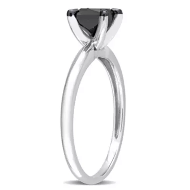 1 ct. t.w. Black Diamond Engagement Ring 14K White Gold with Rhodium Plated