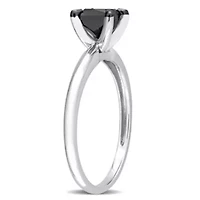 1 ct. t.w. Black Diamond Engagement Ring 14K White Gold with Rhodium Plated
