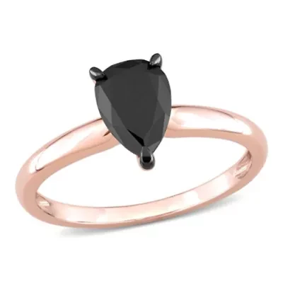 1 ct. t.w. Black Diamond Engagement Ring 14K Rose Gold with Rhodium Plated
