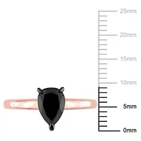 1 ct. t.w. Black Diamond Engagement Ring 14K Rose Gold with Rhodium Plated