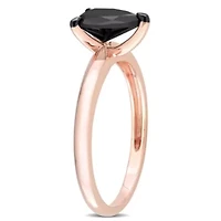 1 ct. t.w. Black Diamond Engagement Ring 14K Rose Gold with Rhodium Plated