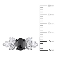 Created Moissanite and 3/4 ct. t.w. Black Diamond Engagement Ring 10K White Gold