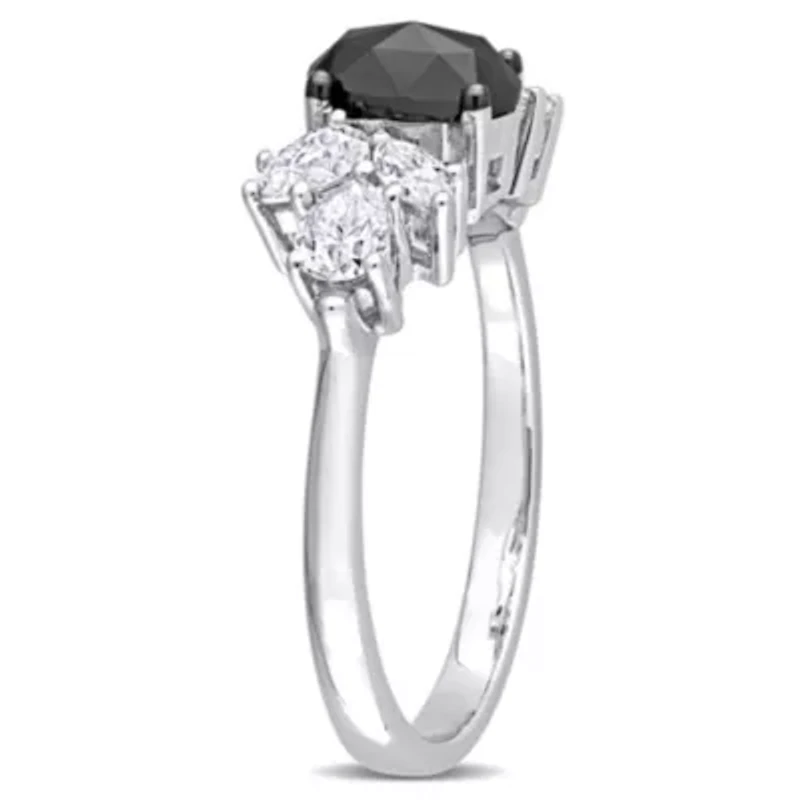 Created Moissanite and 3/4 ct. t.w. Black Diamond Engagement Ring 10K White Gold