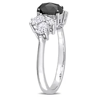 Created Moissanite and 3/4 ct. t.w. Black Diamond Engagement Ring 10K White Gold