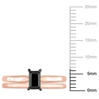 1/2 ct. t.w. Black Diamond Engagement Ring Set 14K Rose Gold with Rhodium Plated