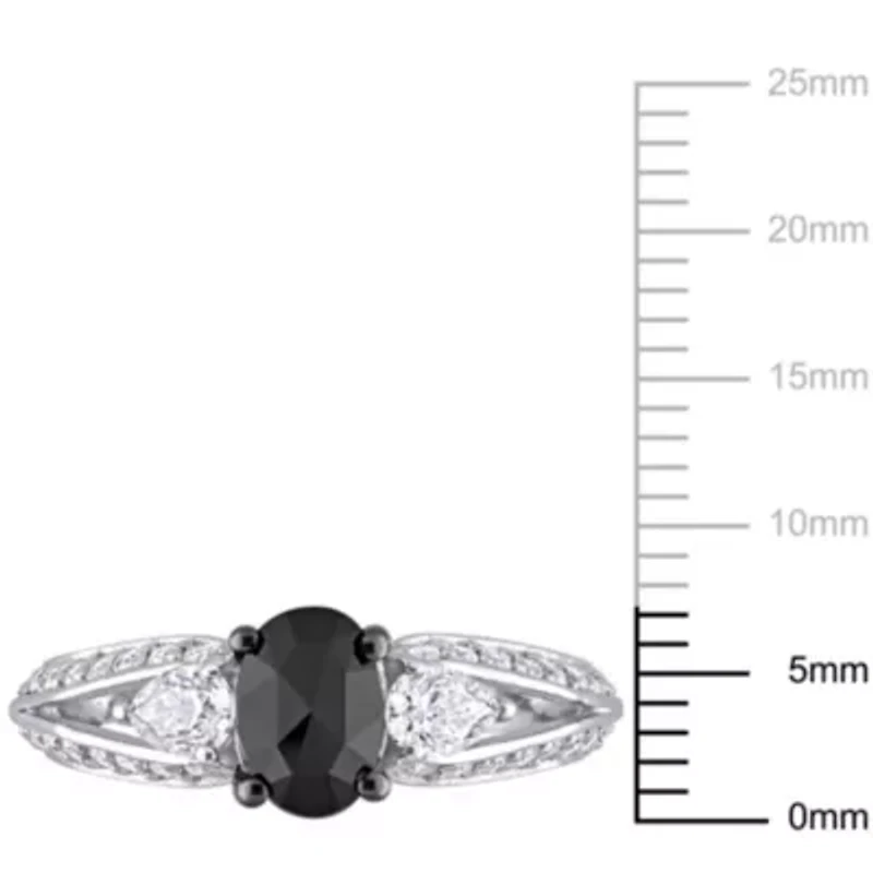 Created Moissanite and 3/4 ct. t.w. Black Diamond Engagement Ring 10K White Gold