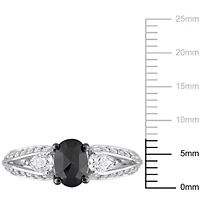 Created Moissanite and 3/4 ct. t.w. Black Diamond Engagement Ring 10K White Gold