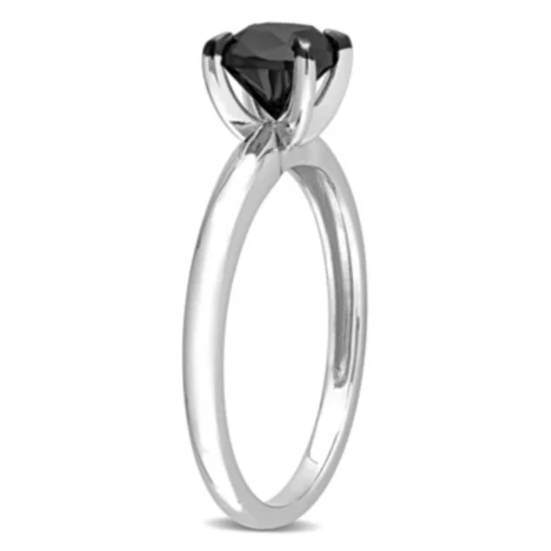 1 ct. t.w. Black Diamond Engagement Ring 14K White Gold with Rhodium Plated