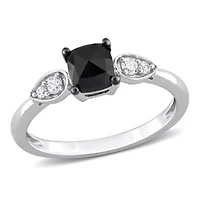 1 ct. t.w. Black and White Diamond Engagement Ring 14K Gold