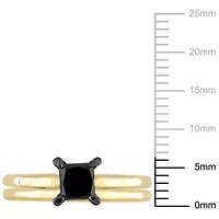 1 ct. t.w. Black Diamond Engagement Ring Set 14K Yellow Gold with Rhodium Plated