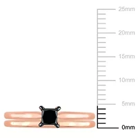 1/2 ct. t.w. Black Diamond Engagement Ring Set 14K Rose Gold with Rhodium Plated
