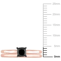 1/2 ct. t.w. Black Diamond Engagement Ring Set 14K Rose Gold with Rhodium Plated