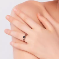 1/2 ct. t.w. Black Diamond Engagement Ring Set 14K Rose Gold with Rhodium Plated